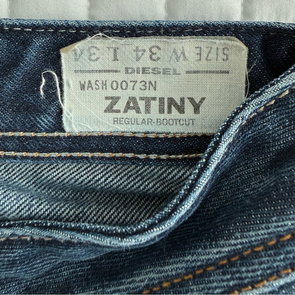 Diesel Zatiny Jeans Mens 34x35 Blue Dark Wash Bootcut Stretch Made In Italy - Picture 6 of 7